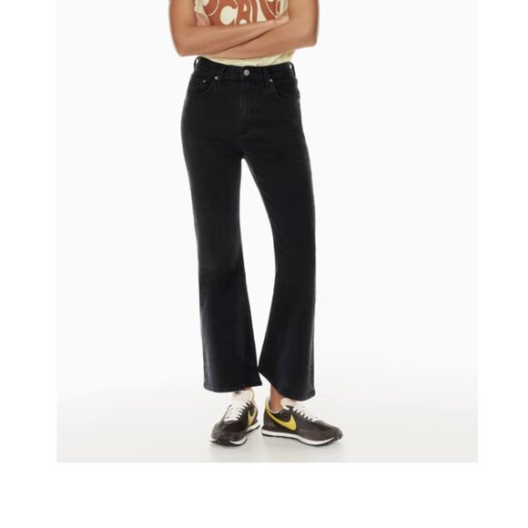 Denim Forum Denim - Denim Forum The Twiggy High Rise Flare 28L High-Waisted Flared Jeans- Black